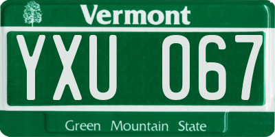 VT license plate YXU067