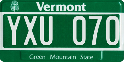 VT license plate YXU070