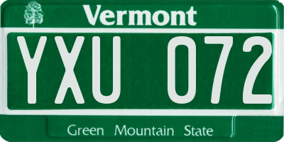 VT license plate YXU072