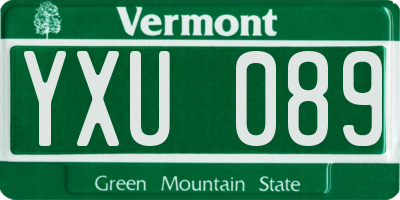 VT license plate YXU089