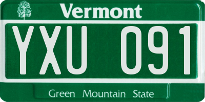 VT license plate YXU091