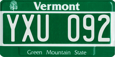 VT license plate YXU092