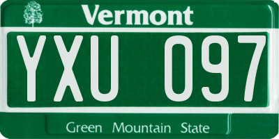 VT license plate YXU097