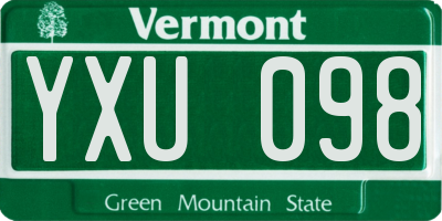 VT license plate YXU098