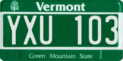 VT license plate YXU103