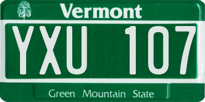 VT license plate YXU107