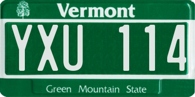 VT license plate YXU114