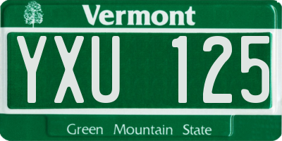 VT license plate YXU125