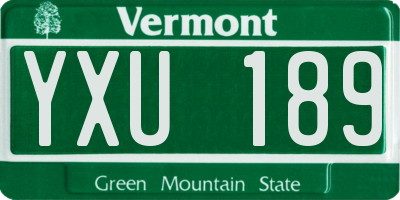 VT license plate YXU189