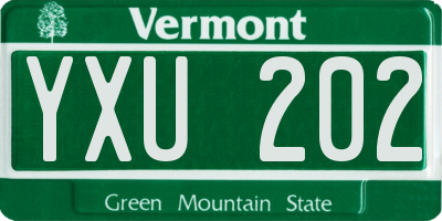 VT license plate YXU202