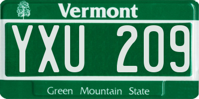VT license plate YXU209