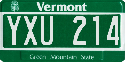 VT license plate YXU214