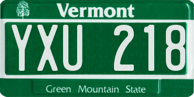 VT license plate YXU218