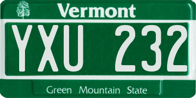 VT license plate YXU232