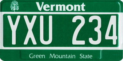 VT license plate YXU234