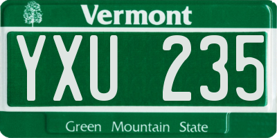 VT license plate YXU235