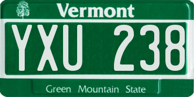 VT license plate YXU238