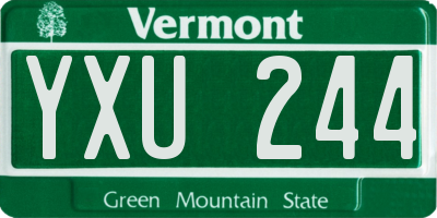 VT license plate YXU244