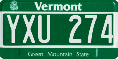 VT license plate YXU274