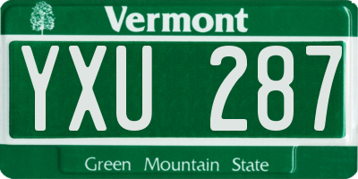 VT license plate YXU287
