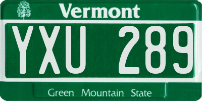 VT license plate YXU289