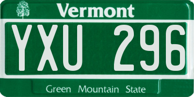 VT license plate YXU296