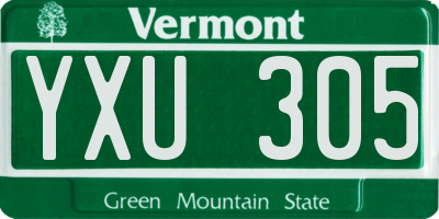 VT license plate YXU305