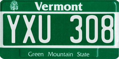 VT license plate YXU308