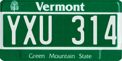 VT license plate YXU314