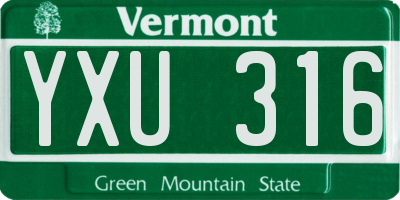 VT license plate YXU316