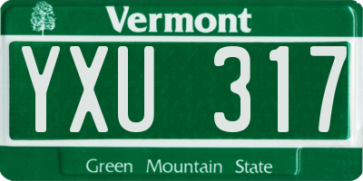 VT license plate YXU317