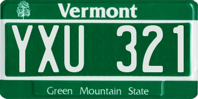 VT license plate YXU321