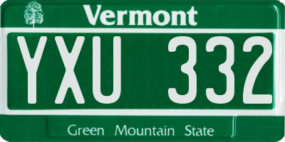 VT license plate YXU332