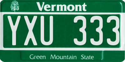 VT license plate YXU333
