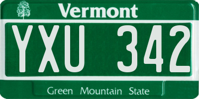 VT license plate YXU342