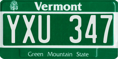VT license plate YXU347