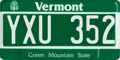 VT license plate YXU352