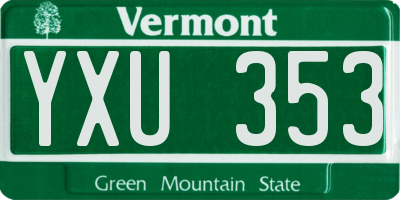 VT license plate YXU353