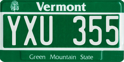 VT license plate YXU355