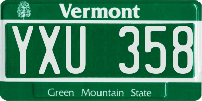 VT license plate YXU358