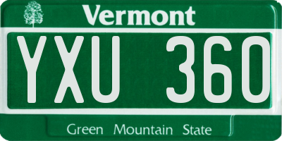 VT license plate YXU360
