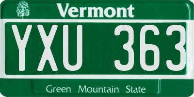 VT license plate YXU363