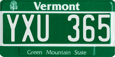 VT license plate YXU365