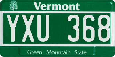 VT license plate YXU368