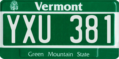 VT license plate YXU381