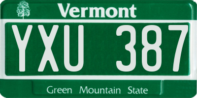VT license plate YXU387