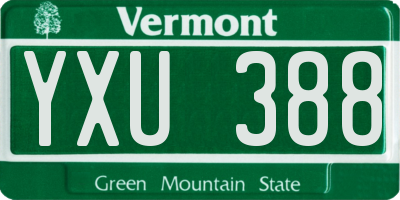 VT license plate YXU388