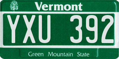 VT license plate YXU392