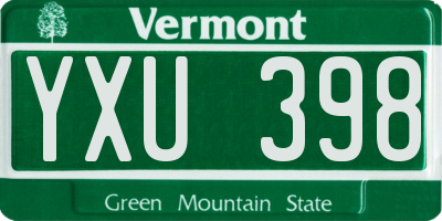 VT license plate YXU398