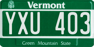 VT license plate YXU403